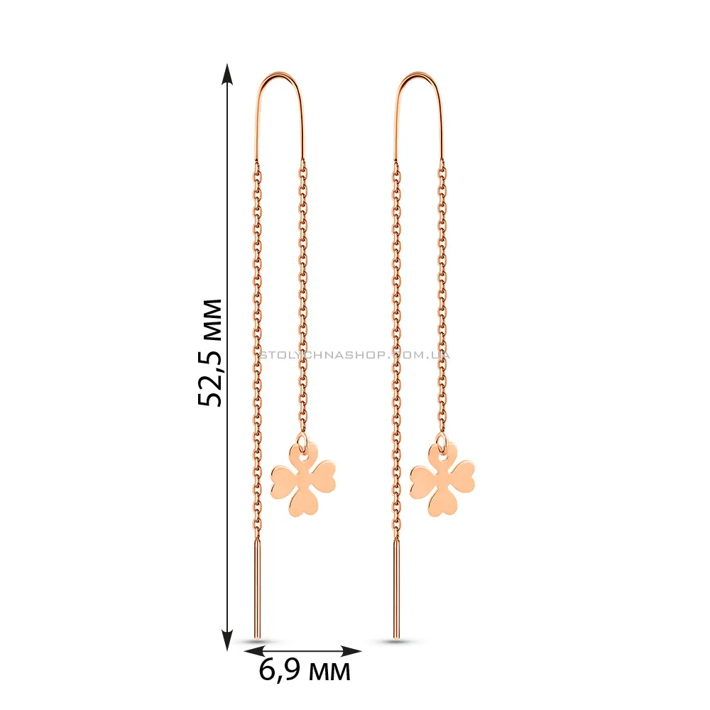 Сережки-протяжки з червоного золота (арт. 109307) - 4 - цена