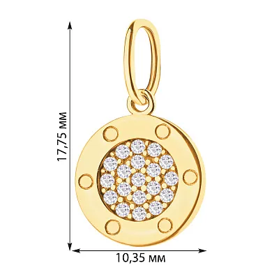 Золотий підвіс в жовтому кольорі металу з фіанітами (арт. 424145ж)