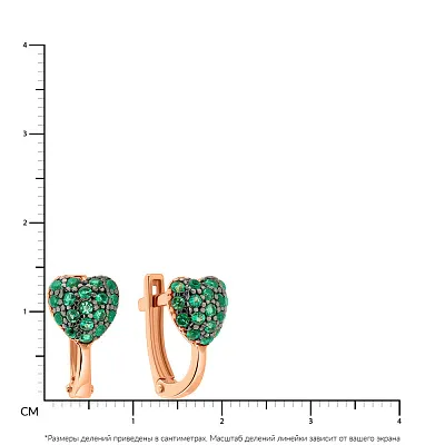 Детские золотые серьги «Сердечки» с фианитами (арт. 110262з)