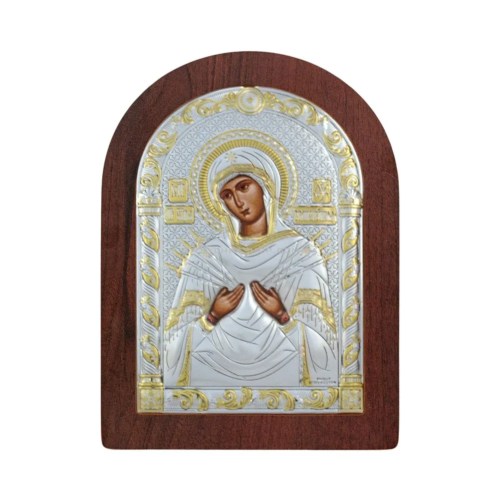Срібна ікона "Божа Матір Семистрільна" (103х75 мм) (арт. AR-2/006AG/R)