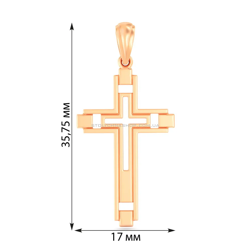 Крестик из красного золота  (арт. 440917) - 2 - цена