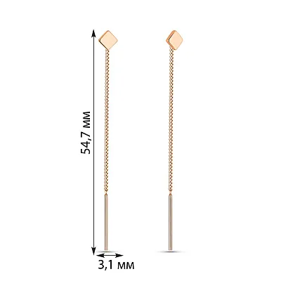 Золотые сережки-протяжки без камней (арт. 109928)