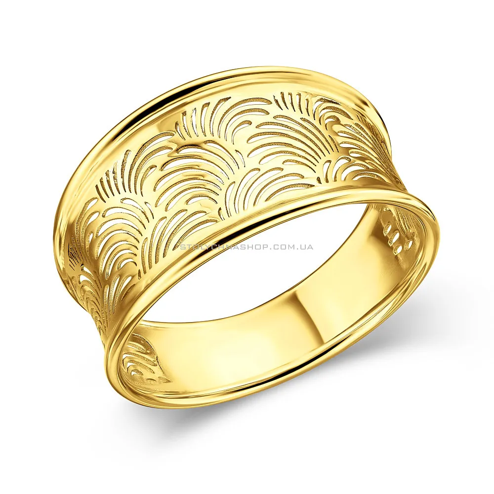 Золотое кольцо с узором  (арт. 155919ж) - цена