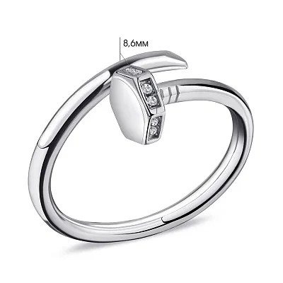 Серебряное кольцо &quot;Гвоздь&quot; с белыми фианитами  (арт. 7501/5522)