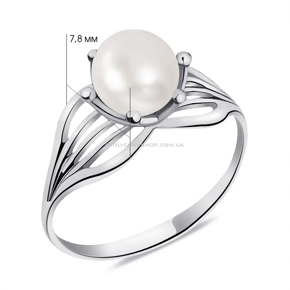 Кольцо из серебра с жемчугом (арт. 7501/7088.10жб) - 2 - цена