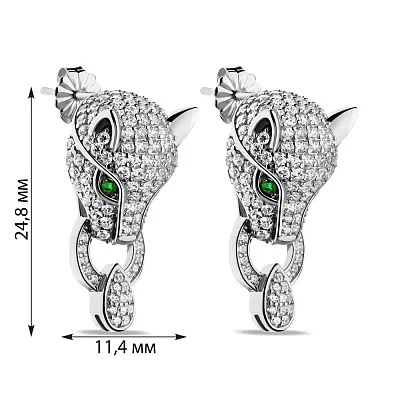 Срібні сережки-пусети Пантера (арт. 7518/6863аз)