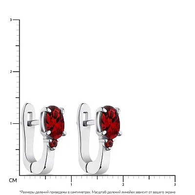 Срібні сережки з червоними альпінітами  (арт. 7502/1674ак)