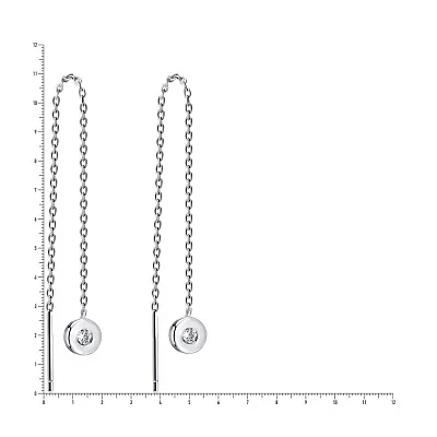Серебряные серьги-цепочки с фианитом (арт. 7502/3196)