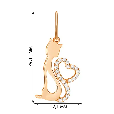 Підвіска золота «Кішка» з фіанітами (арт. 423632)