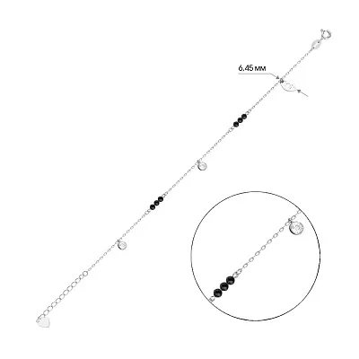 Срібний браслет з оніксом і фіанітами (арт. 7509/2307о)