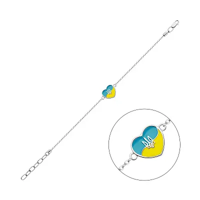 Срібний браслет з блакитною і жовтою емаллю (арт. 7509/441брпегж)