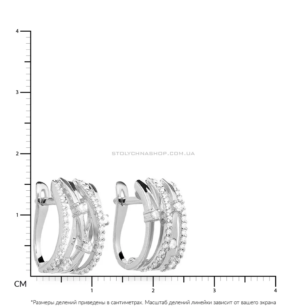 Срібні сережки з білими фіанітами  (арт. Х110185) - 2 - цена