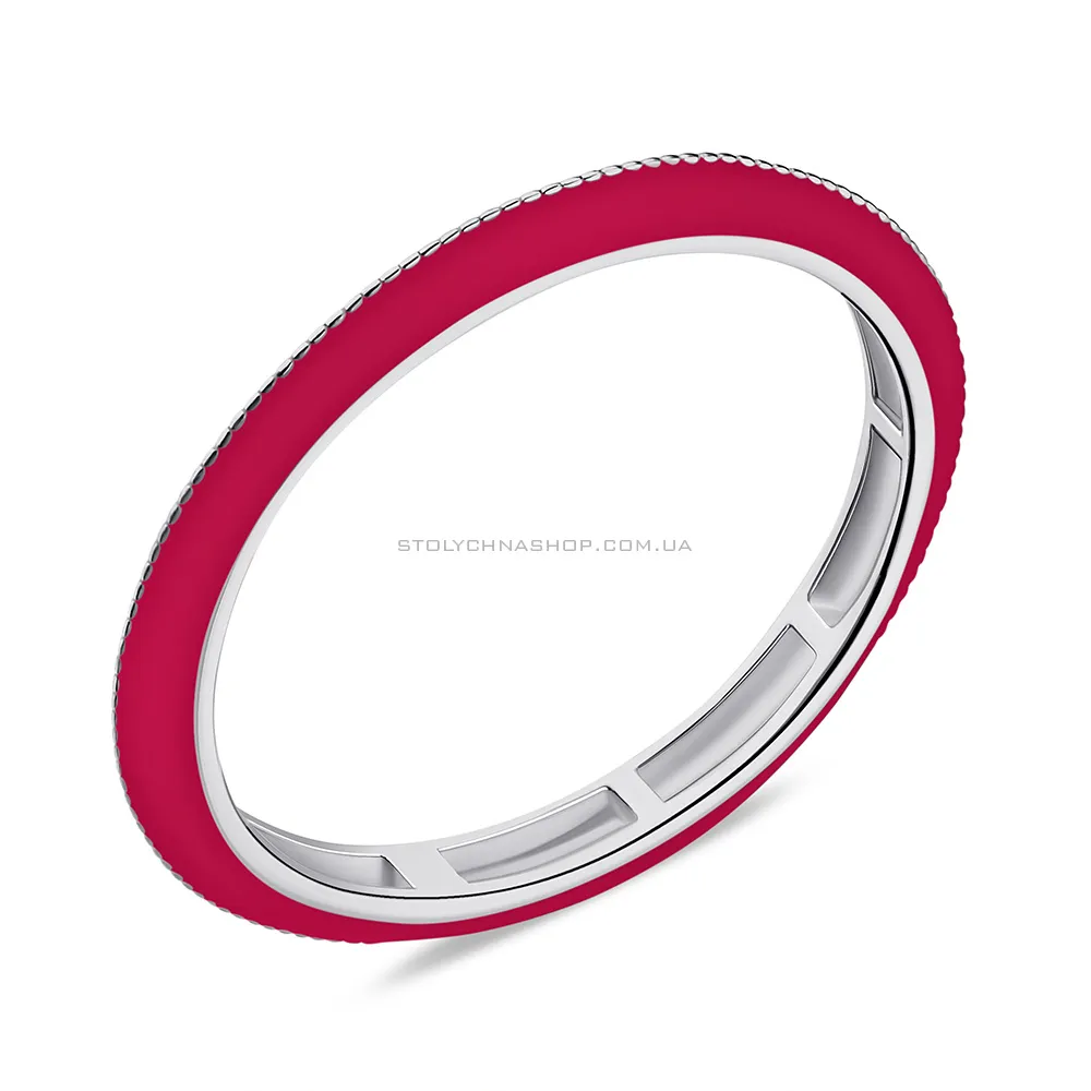 Срібна каблучка з рожевою емаллю (арт. 7501/6744ер) - цена