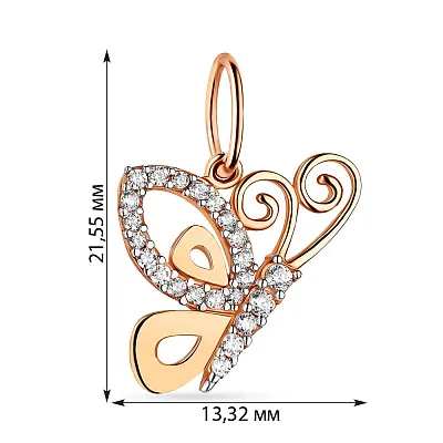 Золотий кулон «Метелик» з фіанітами (арт. 421634)