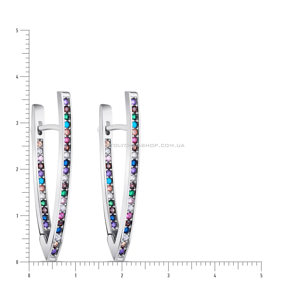 Срібні сережки з кольоровими альпінітами  (арт. 7502/3598а)