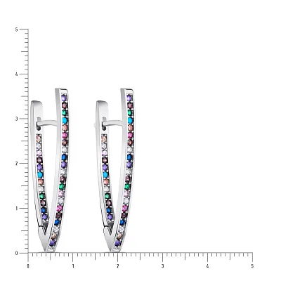Срібні сережки з кольоровими альпінітами  (арт. 7502/3598а)