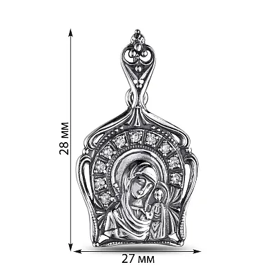 Серебряная ладанка иконка Божья Матерь «Казанская» (арт. 7917/3750-ч)