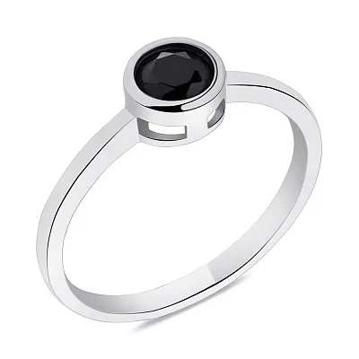 Серебряное кольцо с черным фианитом (арт. 7501/1317ч)