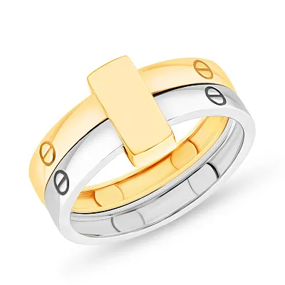 Золотое кольцо в комбинированном цвете металла  (арт. 155175жб)