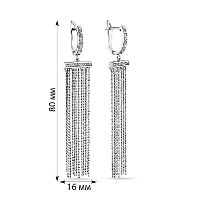 Срібні сережки з підвісками і фіанітами (арт. 7502/3185)
