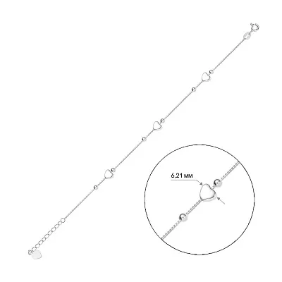 Браслет срібний «Сердечка» (арт. 7509/2334)