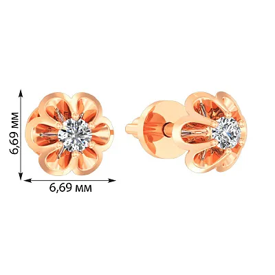 Золоті сережки пусети «Квіточки» з діамантами (арт. Т011012010)