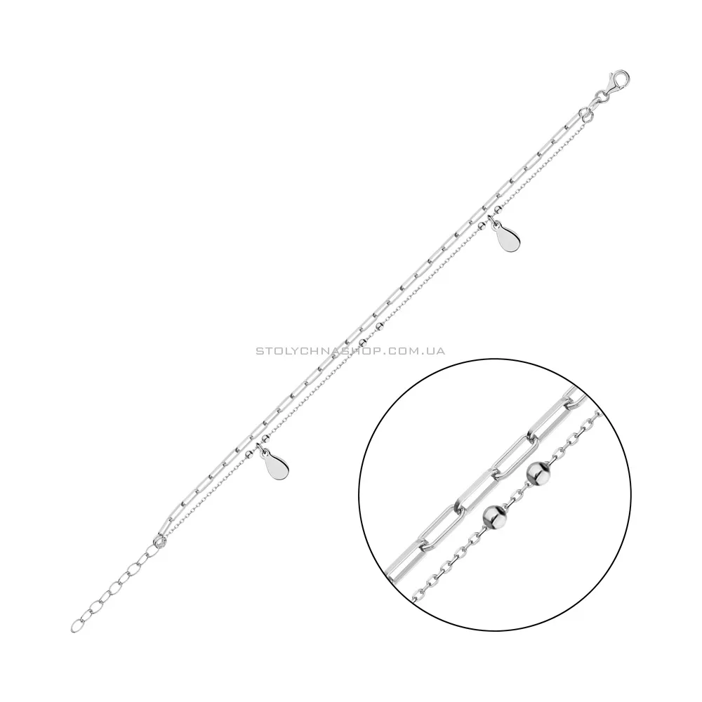 Подвійний браслет зі срібла з підвісками  (арт. 7509/3630) - цена