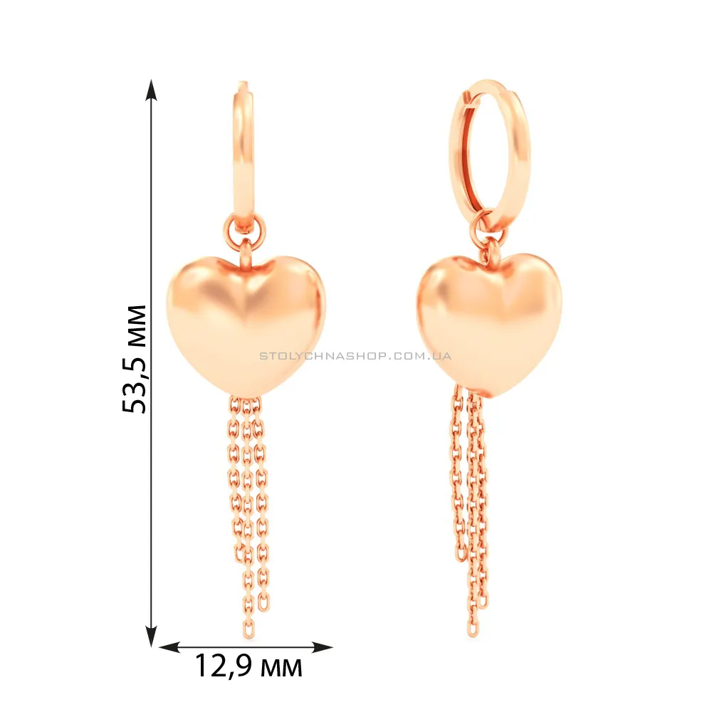 Золоті сережки Сердечка  (арт. 1101028) - 2 - цена
