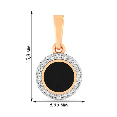 Золотий підвіс Лýна з емаллю і фіанітами (арт. 441219еч)