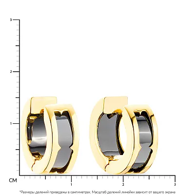 Золотые серьги-кольца с ониксом (арт. 104180/15жо)