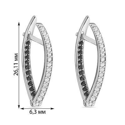 Серьги из белого золота с черными и белыми фианитами (арт. 110119бч)