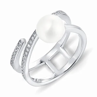 Серебряное кольцо с жемчугом Trendy Style (арт. 7501/4275жб)