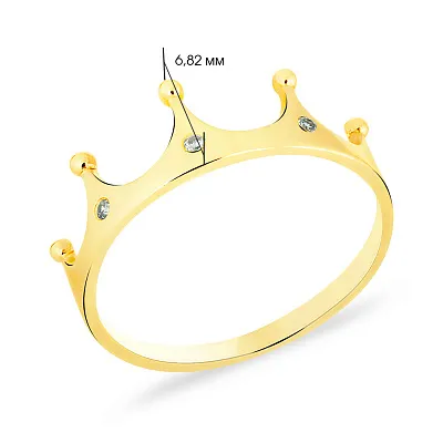 Золотое кольцо «Корона» с фианитами  (арт. 140708ж)