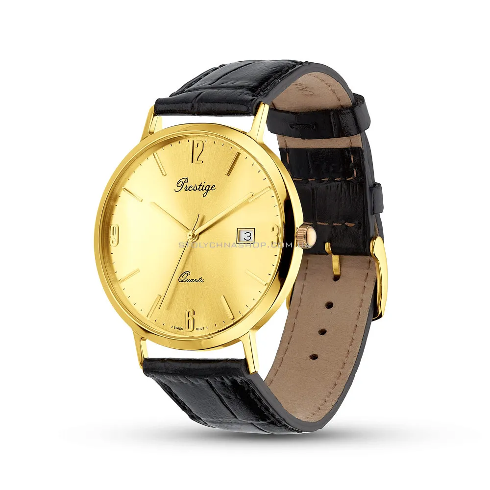 Золотий годинник зі шкіряним ремінцем (арт. 260194ж) - цена