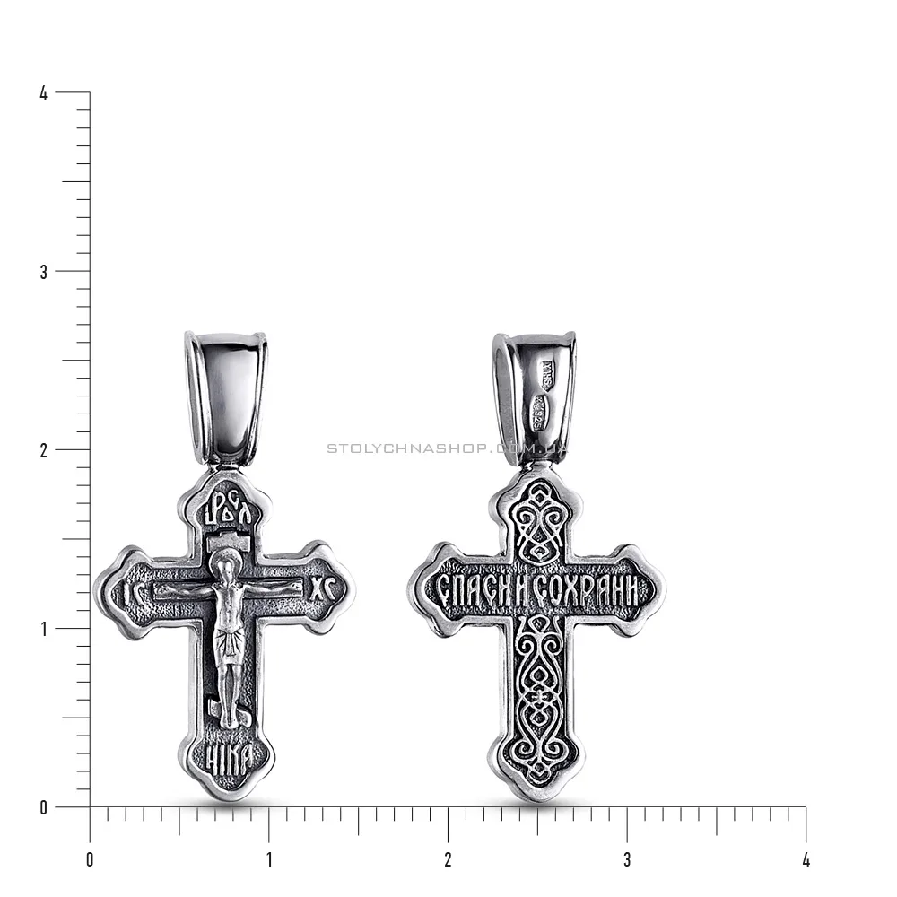 Срібний натільний хрестик " Спаси і Збережи" (арт. 7904/35005-ч) - 2 - цена