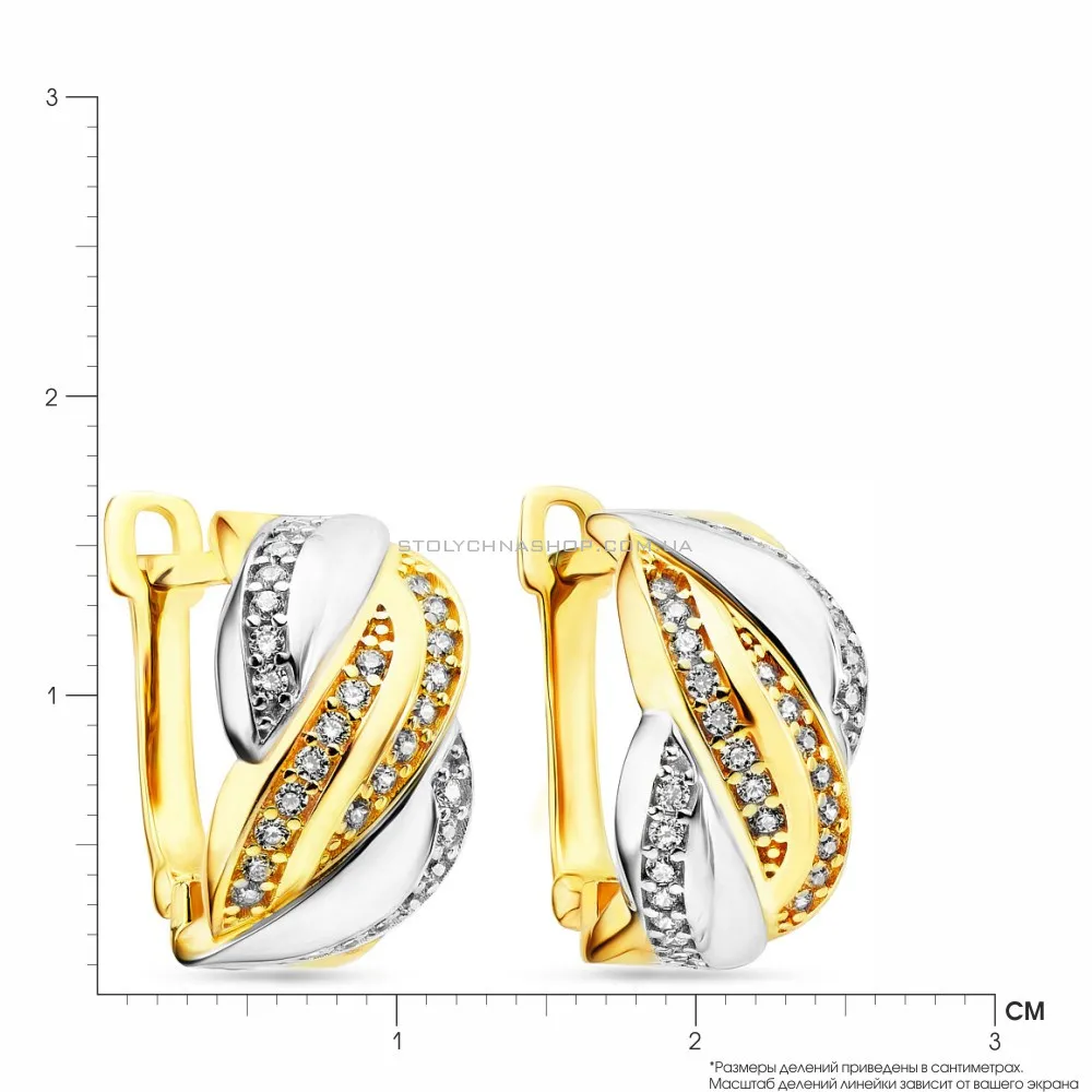 Золоті сережки з фіанітами (арт. 106806ж) - 2 - цена