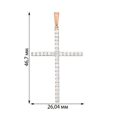 Золота підвіска-хрестик з фіанітами  (арт. 440340)