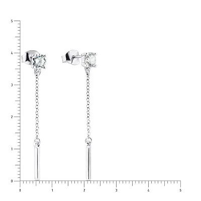Срібні сережки підвіски з фіанітами (арт. 7518/5348)