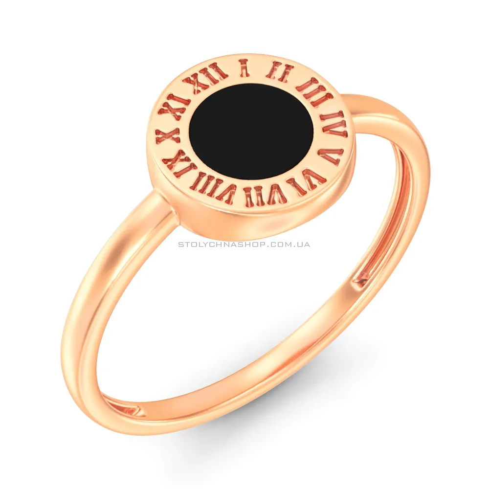 Золотое кольцо с эмалью (арт. 141277еч) - цена