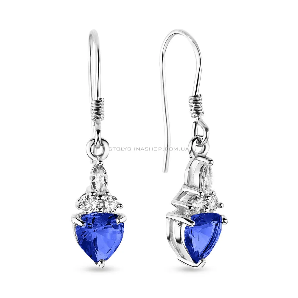 Сережки зі срібла з синім фіанітом (арт. 7502/3625цс) - цена