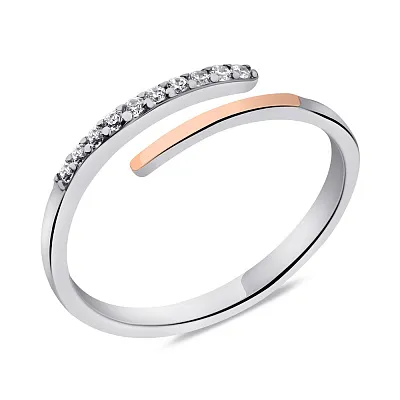 Незамкнутое кольцо из серебра с фианитами (арт. 7201/589кп)