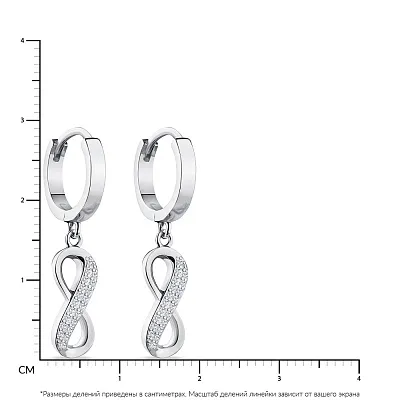 Срібні сережки-підвіски &quot;Нескінченність&quot; з фіанітами  (арт. 7502/4737)
