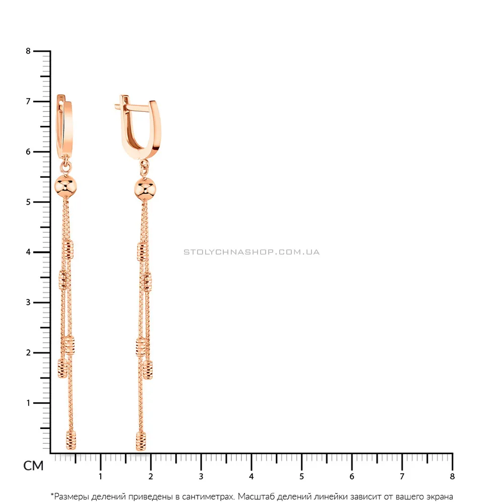 Длинные золотые серьги-подвески  (арт. 109059) - 2 - цена
