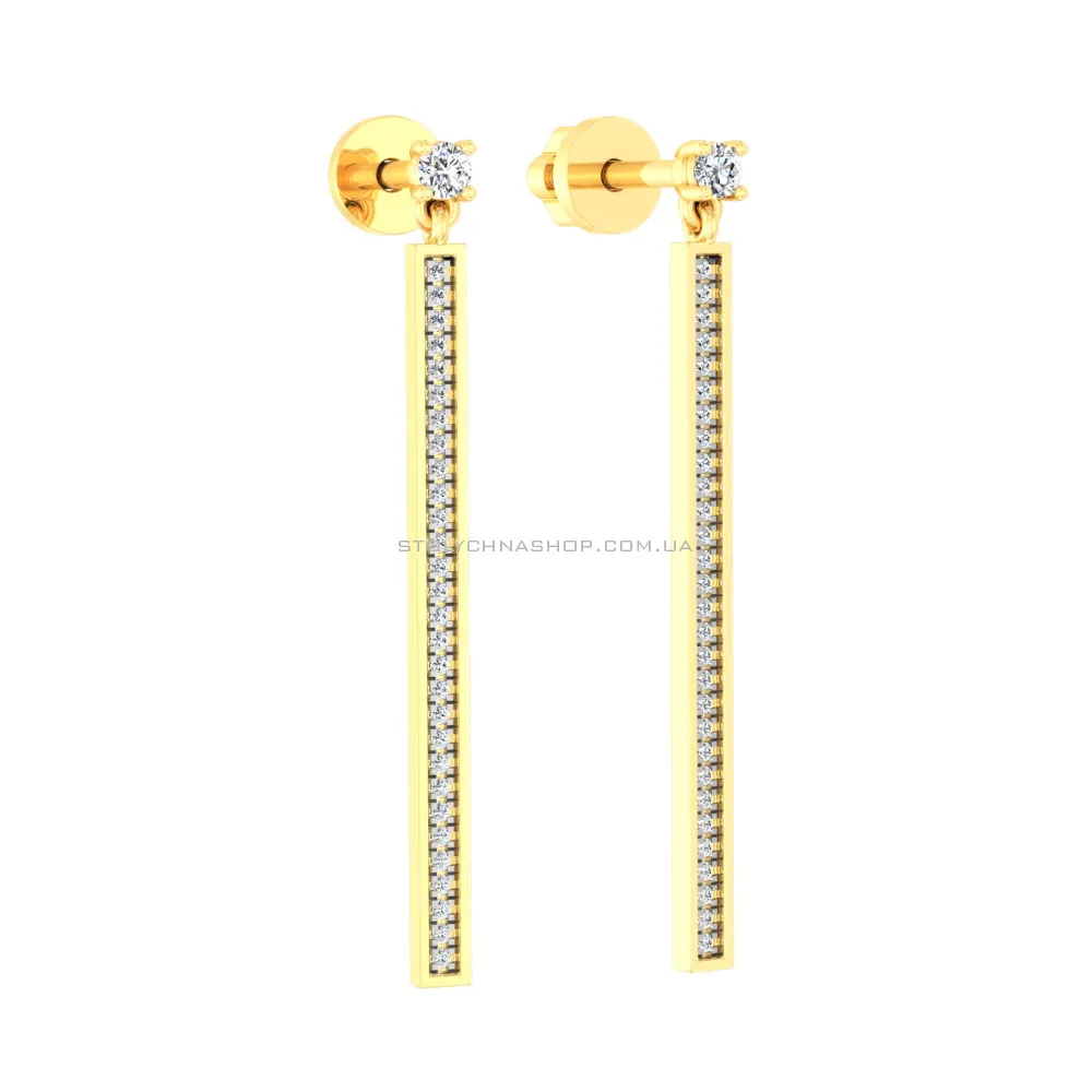 Золоті сережки з підвісками і фіанітами (арт. 110563ж) - цена