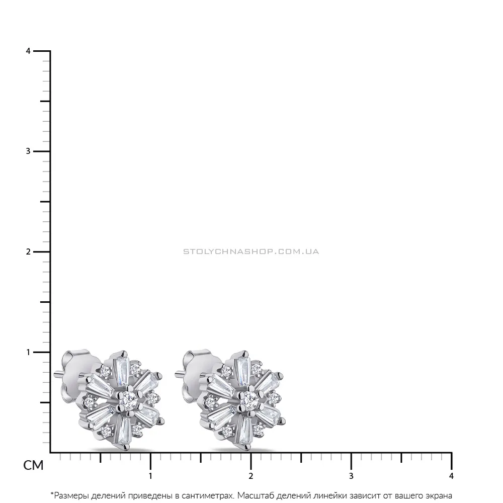 Сережки срібні з фіанітами різної форми  (арт. 7518/6222)