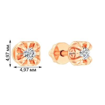 Золоті сережки-пусети з діамантами (арт. Т011083015)