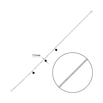 Срібний браслет на ногу з емаллю (арт. 7509/3080/5еч)