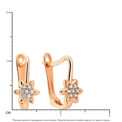 Дитячі сережки з червоного золота з фіанітами (арт. 106568)