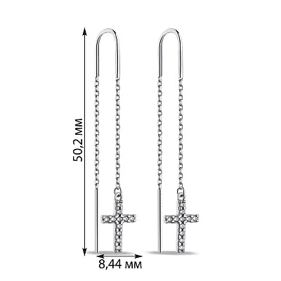 Серебряные серьги-протяжки с фианитами (арт. 7502/А118сю)