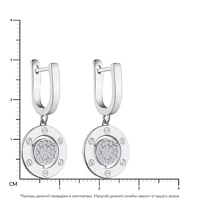 Сережки-підвіски срібні з розсипом фіанітів (арт. 7502/4487)